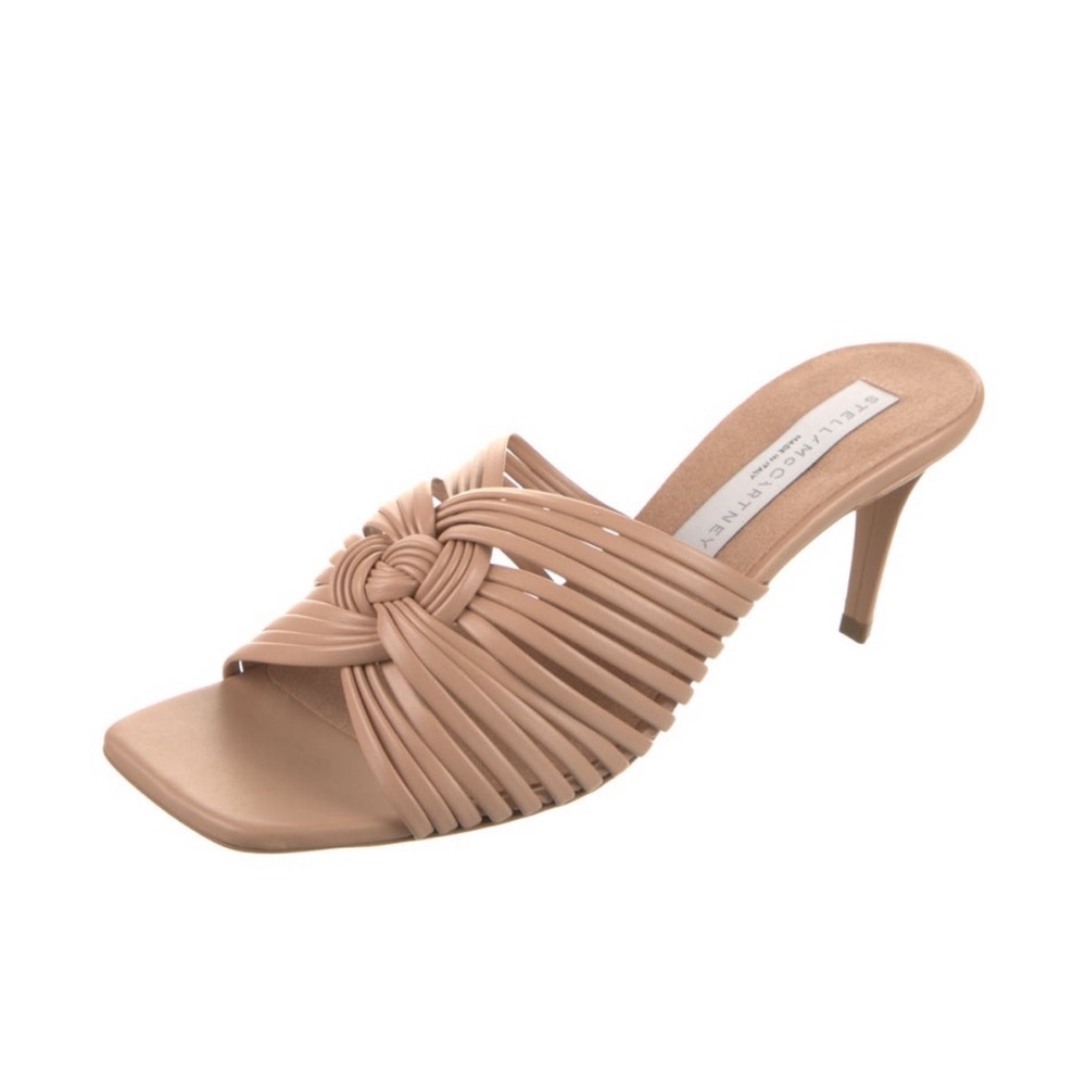 STELLA MCCARTNEY Strappy Kitten Heel Mules • Size 37.5 / 7 • Nude • Rare